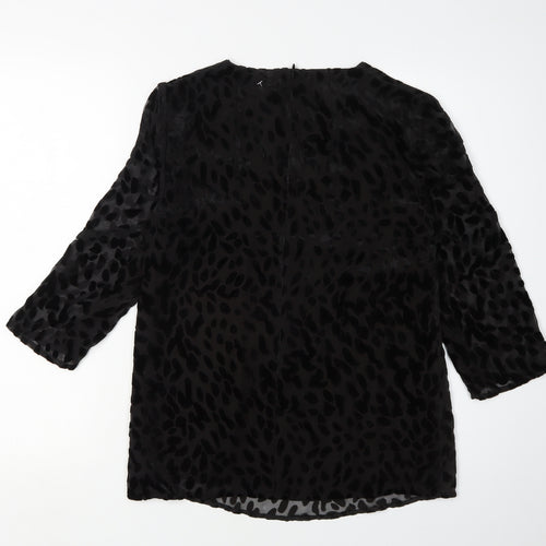 Jaeger Women's Black Animal Print Blouse, Size 6