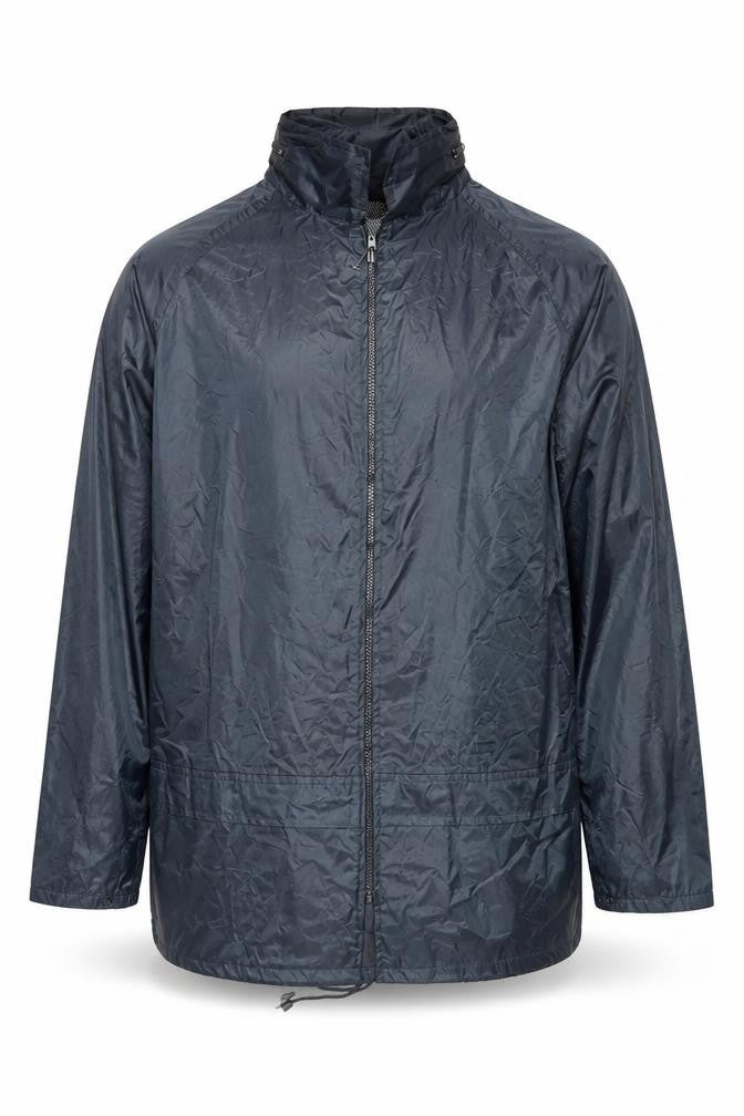 Front view of BDRI Weatherproof Men's Blue XL Windbreaker Jacket