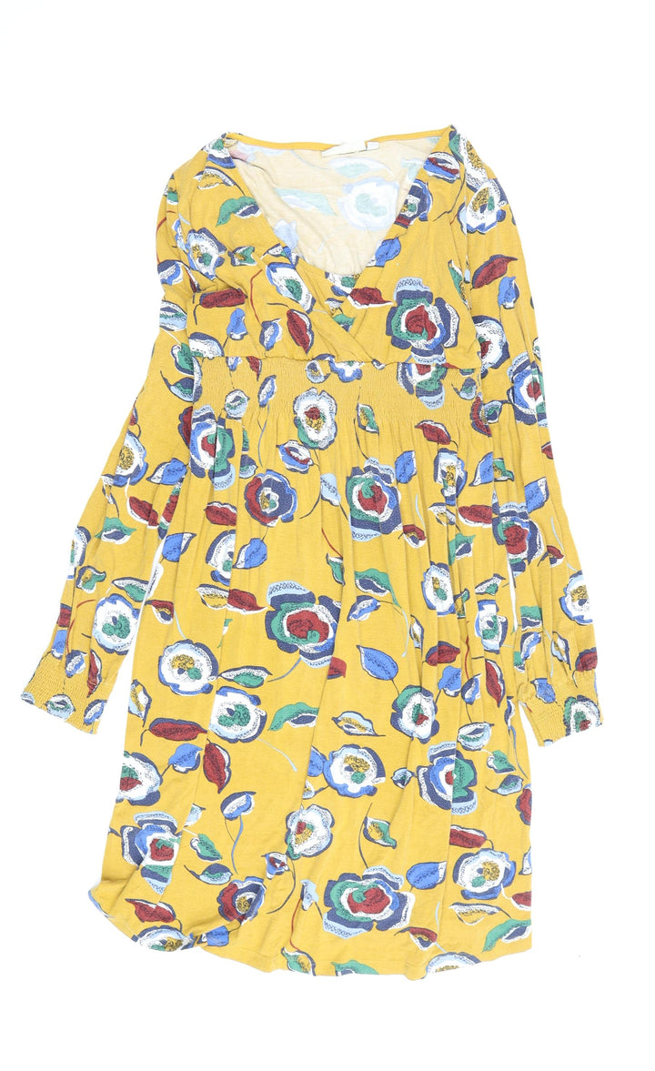 JoJo Maman Bébé Women's Yellow Floral Dress M