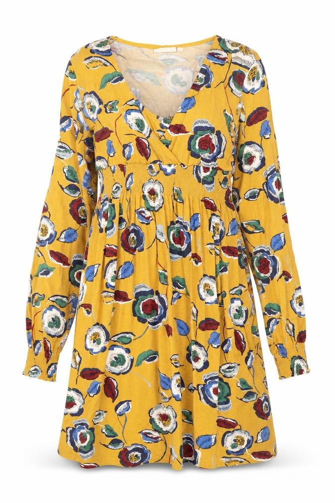 JoJo Maman Bébé Women's Yellow Floral Dress M