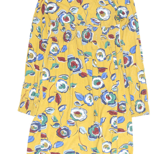 JoJo Maman Bébé Women's Yellow Floral Dress M