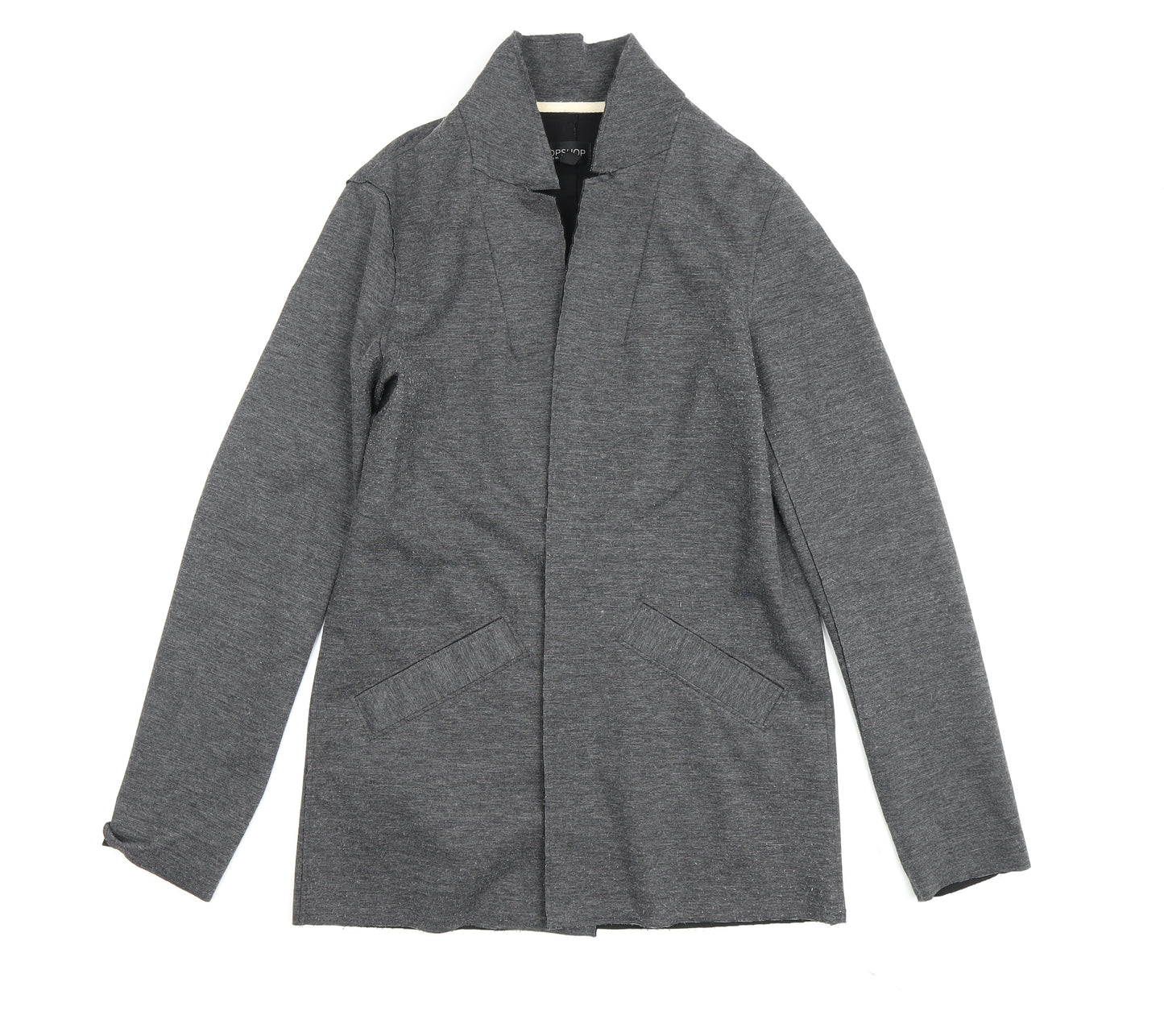 Topshop Women's Grey Mid-Length Jacket, Size 8