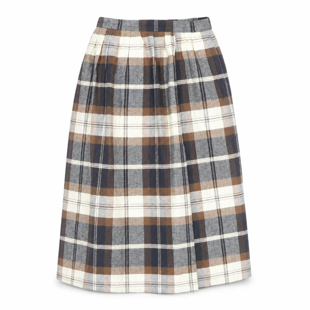 Front view of Cavalier Women's Plaid Midi Skirt -, size 12