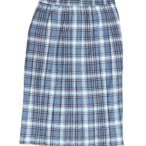 Damart Women's Blue Plaid Pleated Skirt Size 14