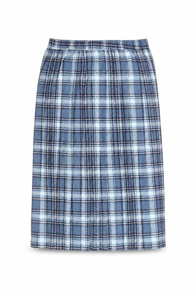 Damart Women's Blue Plaid Pleated Skirt Size 14