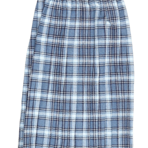 Damart Women's Blue Plaid Pleated Skirt Size 14