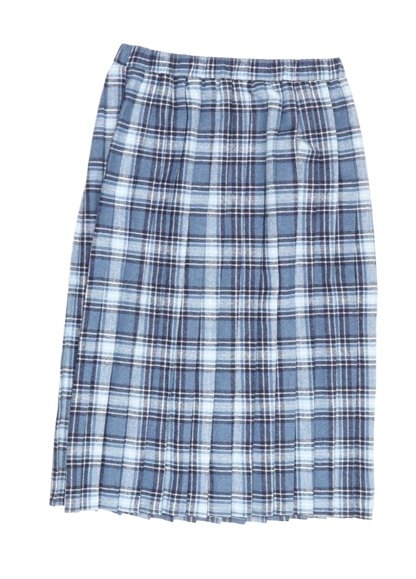 Damart Women's Blue Plaid Pleated Skirt Size 14