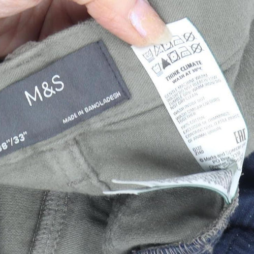 Marks and Spencer Men's Grey Chino Trousers, Size 32