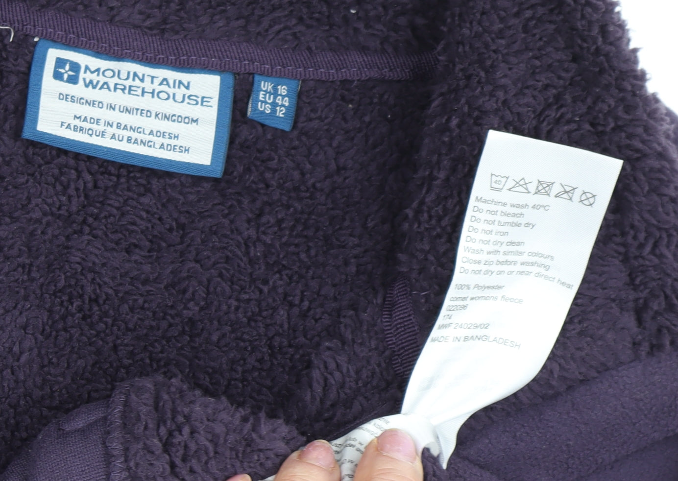 Mountain Warehouse Women's Purple Fleece Jacket Size 16