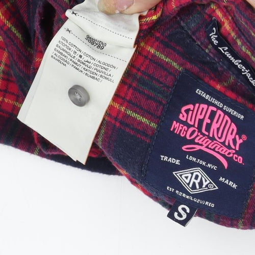 Superdry Women's Red Plaid Button-Up Shirt, S