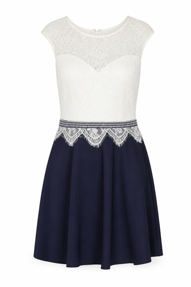 Lipsy Women's A-Line Dress Ivory Blue Size 12 Party