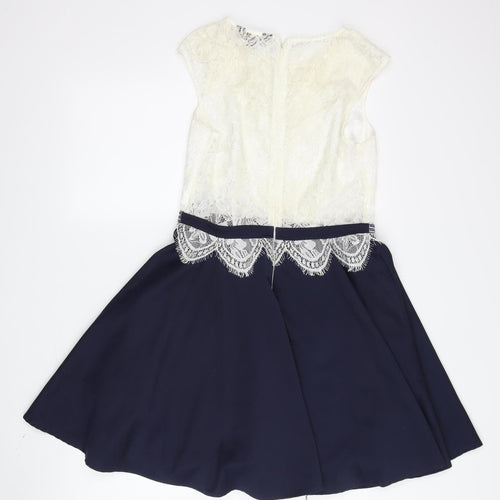Lipsy Women's A-Line Dress Ivory Blue Size 12 Party