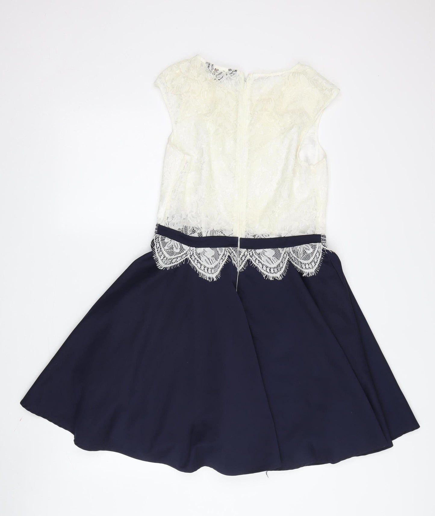 Lipsy Women's A-Line Dress Ivory Blue Size 12 Party