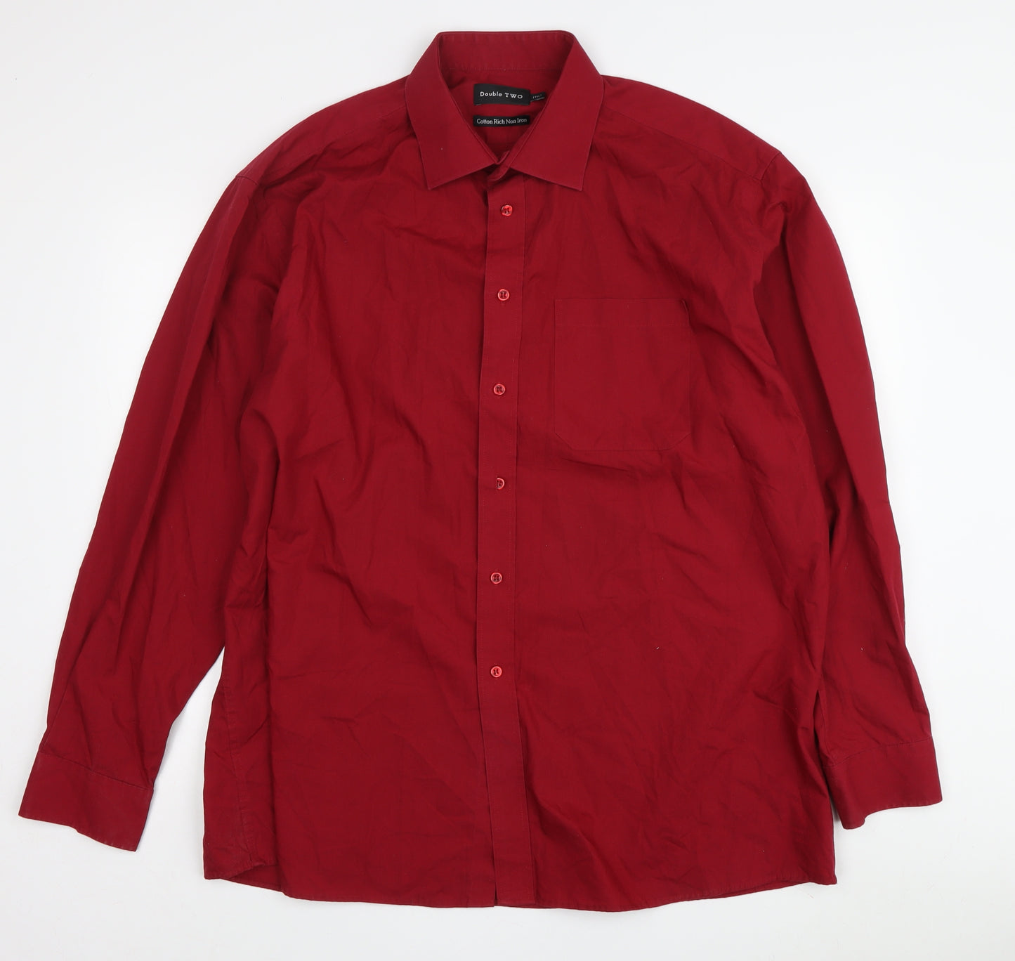 Double TWO Men's Red Formal Dress Shirt Size 17.5