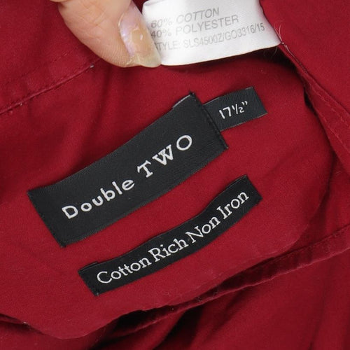 Double TWO Men's Red Formal Dress Shirt Size 17.5