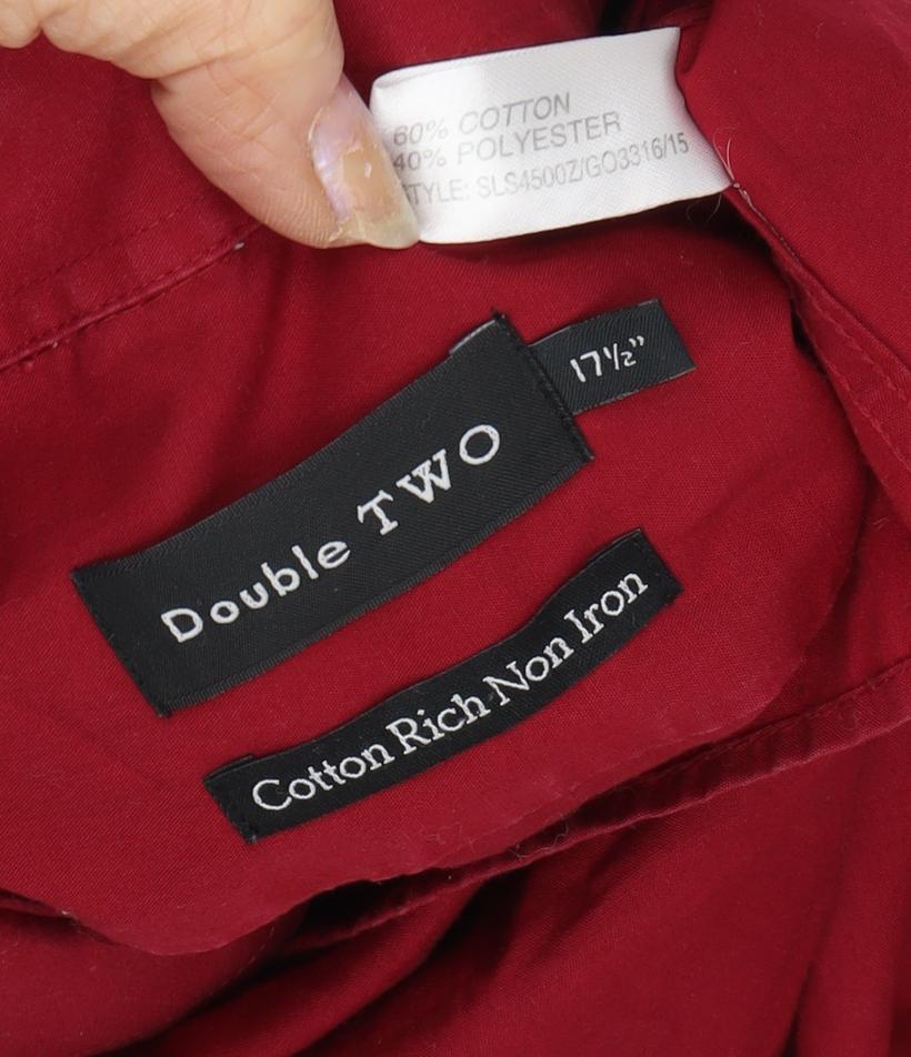 Double TWO Men's Red Formal Dress Shirt Size 17.5