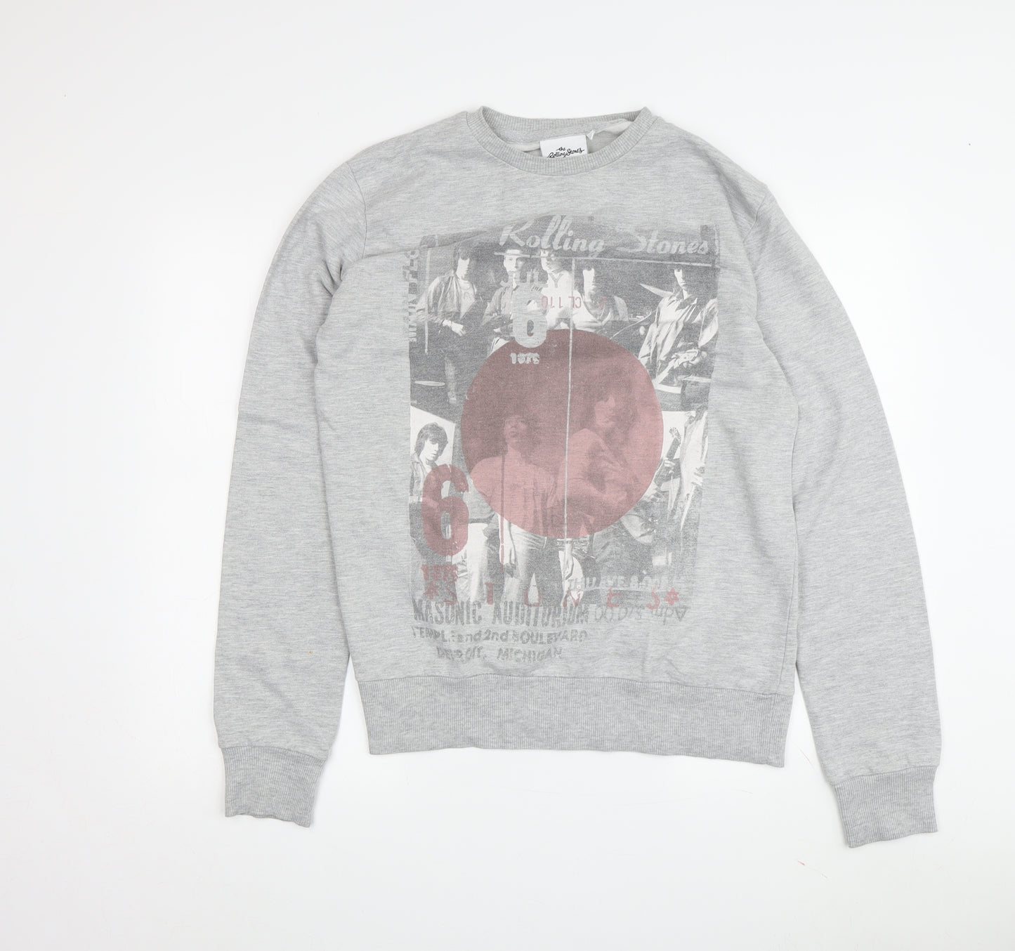 The Rolling Stones Men's Grey Graphic Pullover Sweatshirt M