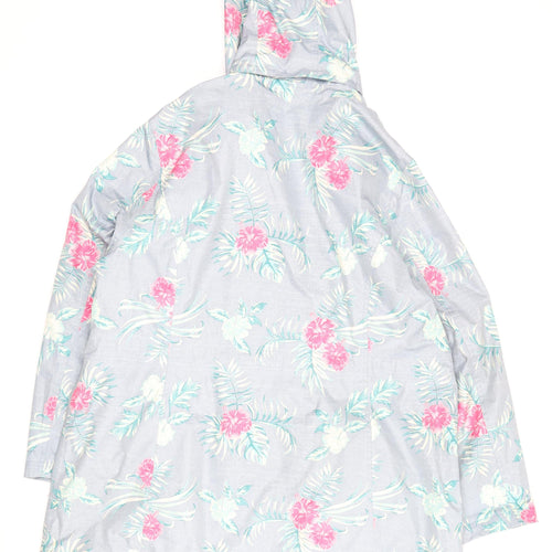 Bonmarché Women's Blue Floral Parka Jacket Size 22 Relaxed Fit