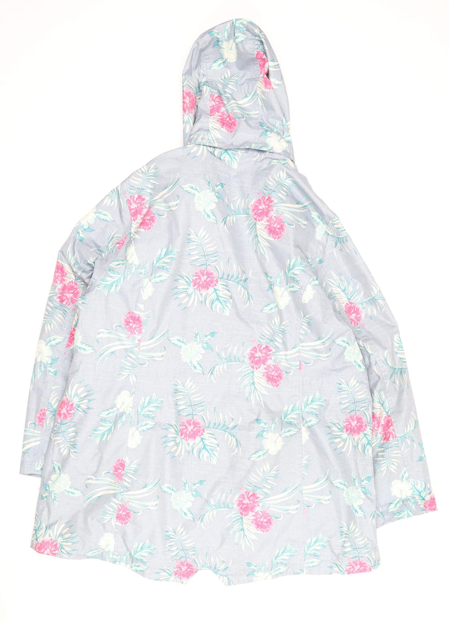 Bonmarché Women's Blue Floral Parka Jacket Size 22 Relaxed Fit