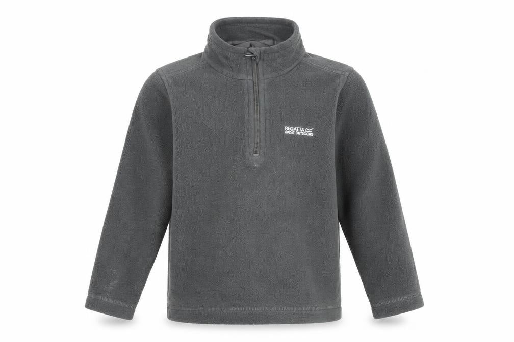 Front view of Regatta boys’ grey fleece 1/2 zip sweatshirt, size 6, years
