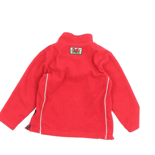 Wales Boys Red Fleece Sweatshirt, Size 6, Zip, Warm
