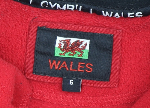 Wales Boys Red Fleece Sweatshirt, Size 6, Zip, Warm
