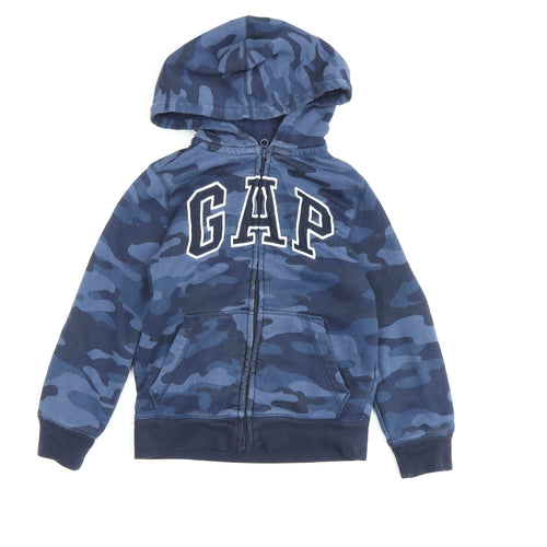 GAP Boys Blue Camouflage Full Zip Hoodie, Size S