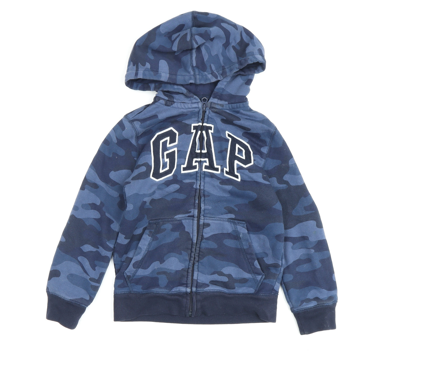 GAP Boys Blue Camouflage Full Zip Hoodie, Size S