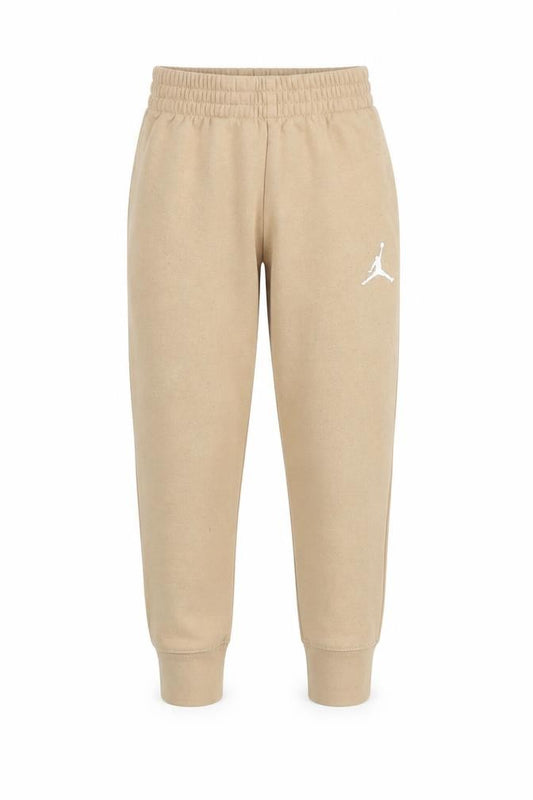 Front view of Jordan boys’ beige jogger trousers, size M, for casual sportswear