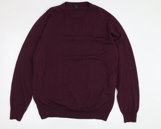 Hugo Boss Men's Purple XL Wool Pullover Jumper