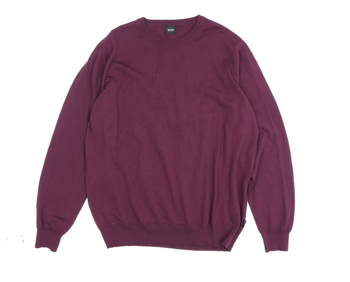 Hugo Boss Men's Red Wool Pullover Jumper, M