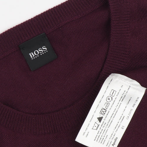 Hugo Boss Men's Red Wool Pullover Jumper, M