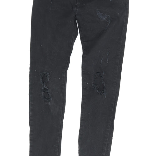 ZE ENZO Men's Black Skinny Distressed Jeans 32R