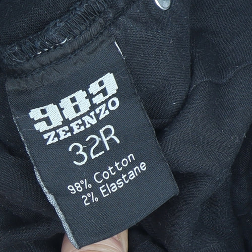 ZE ENZO Men's Black Skinny Distressed Jeans 32R
