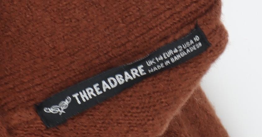 Threadbare Women's Brown Wrap Jumper, Size 14
