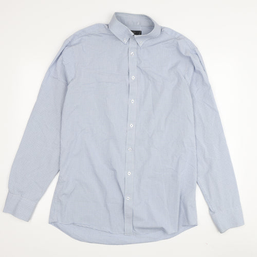 Marks and Spencer Men's Blue Plaid Slim Fit Shirt
