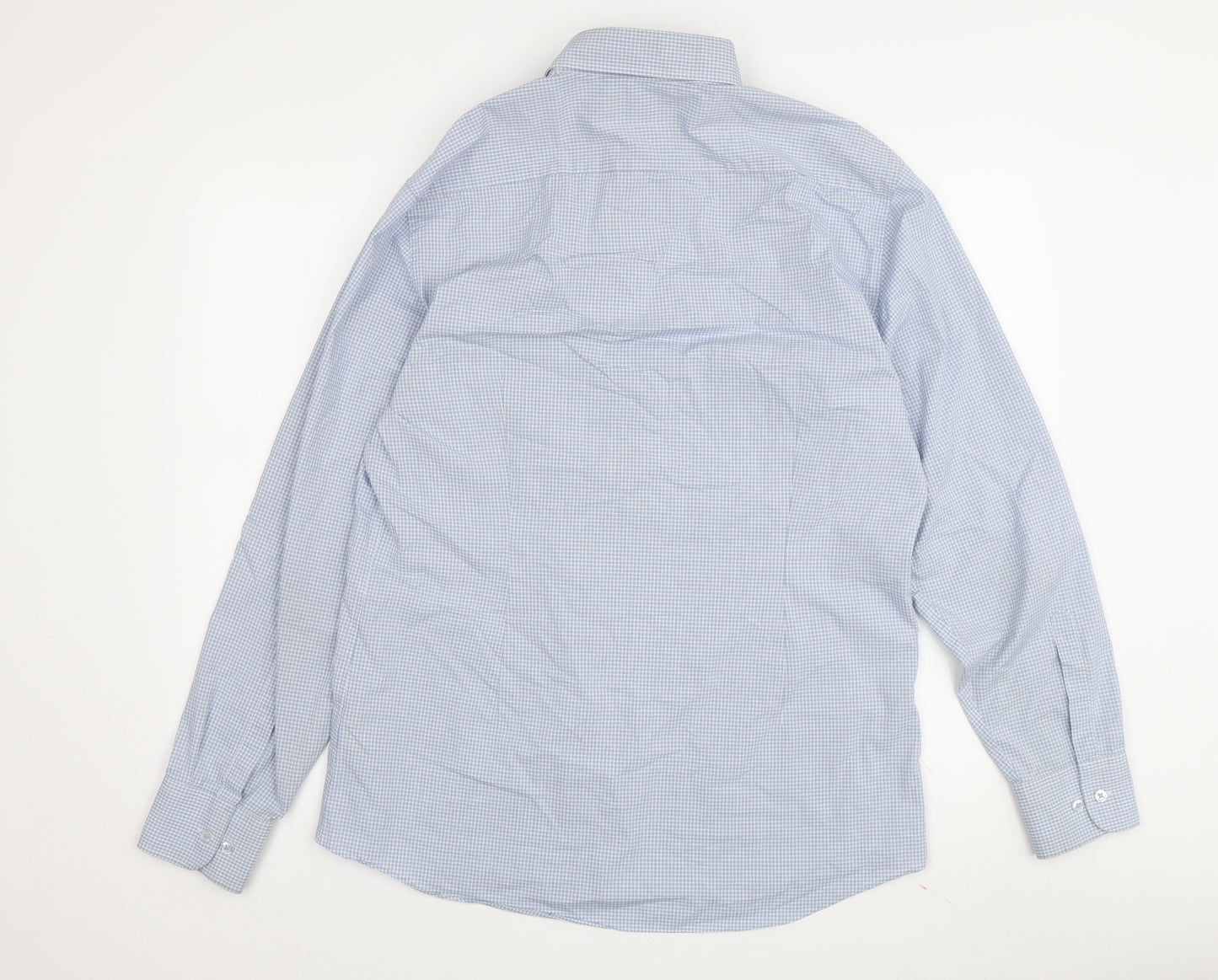 Marks and Spencer Men's Blue Plaid Slim Fit Shirt