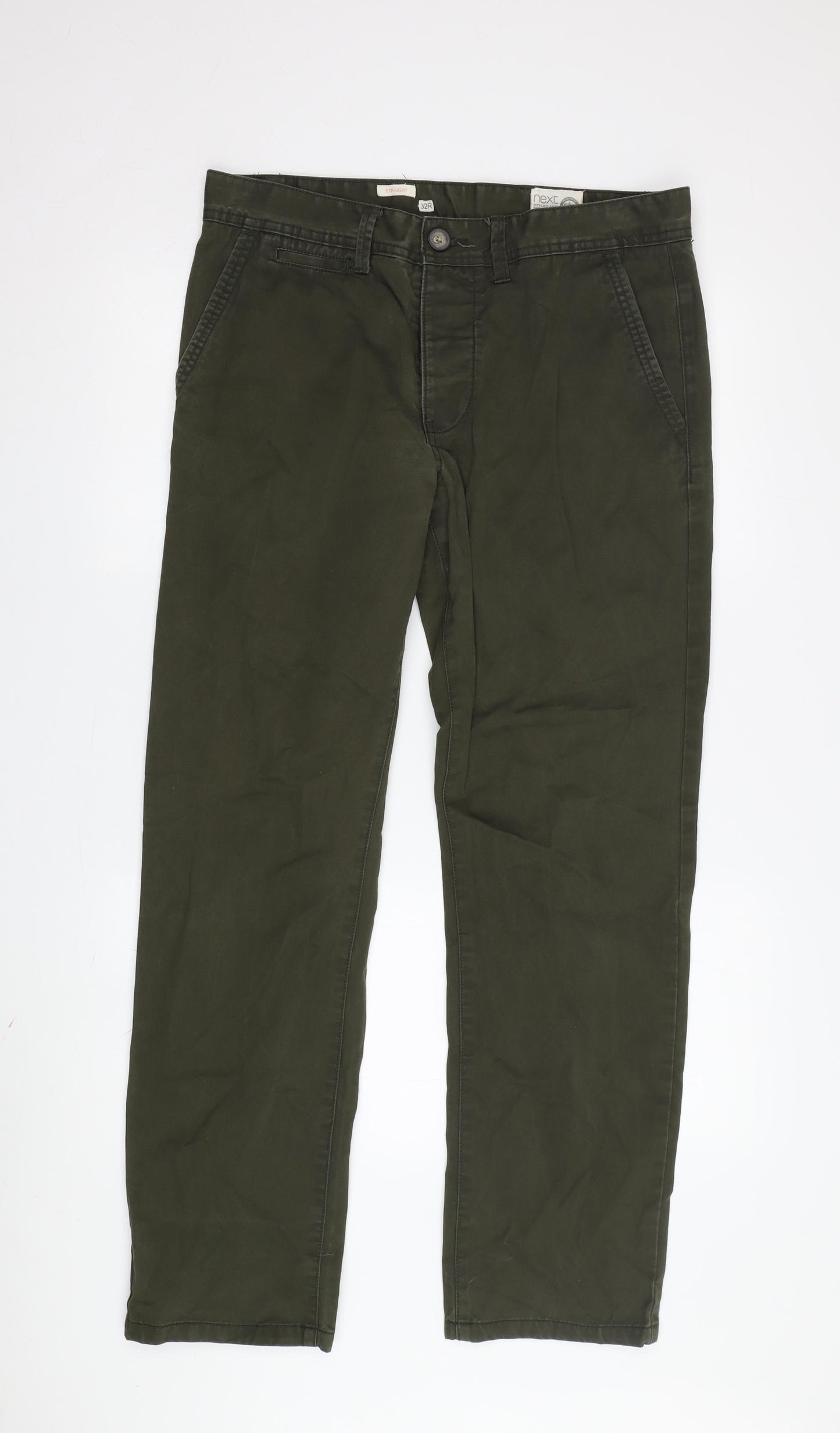 Next Men's Green Chino Trousers 32 Straight Fit