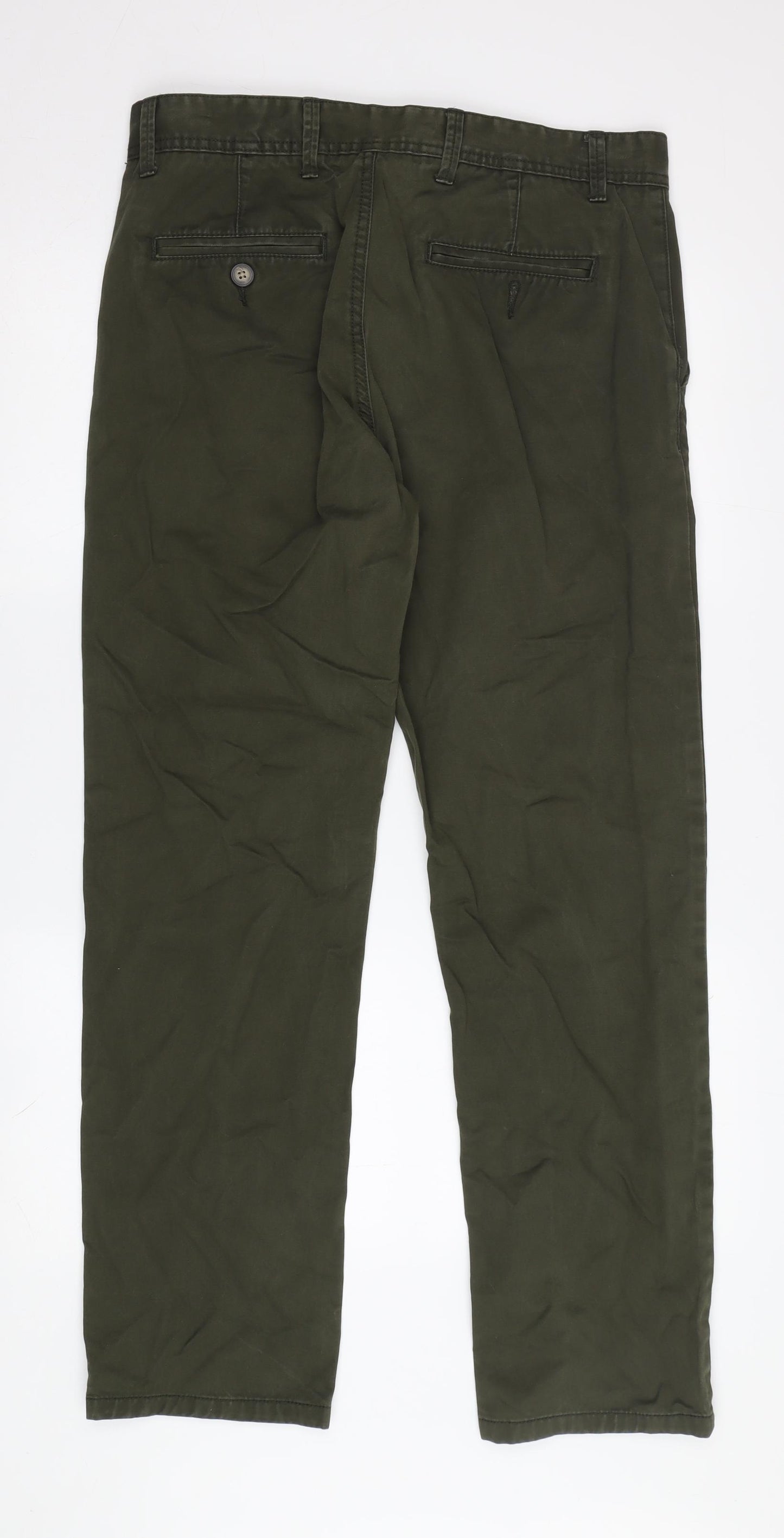 Next Men's Green Chino Trousers 32 Straight Fit