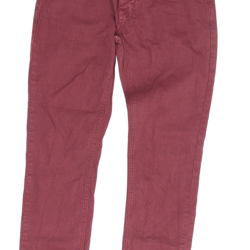 Next Men's Red Slim Chino Trousers, Size 32