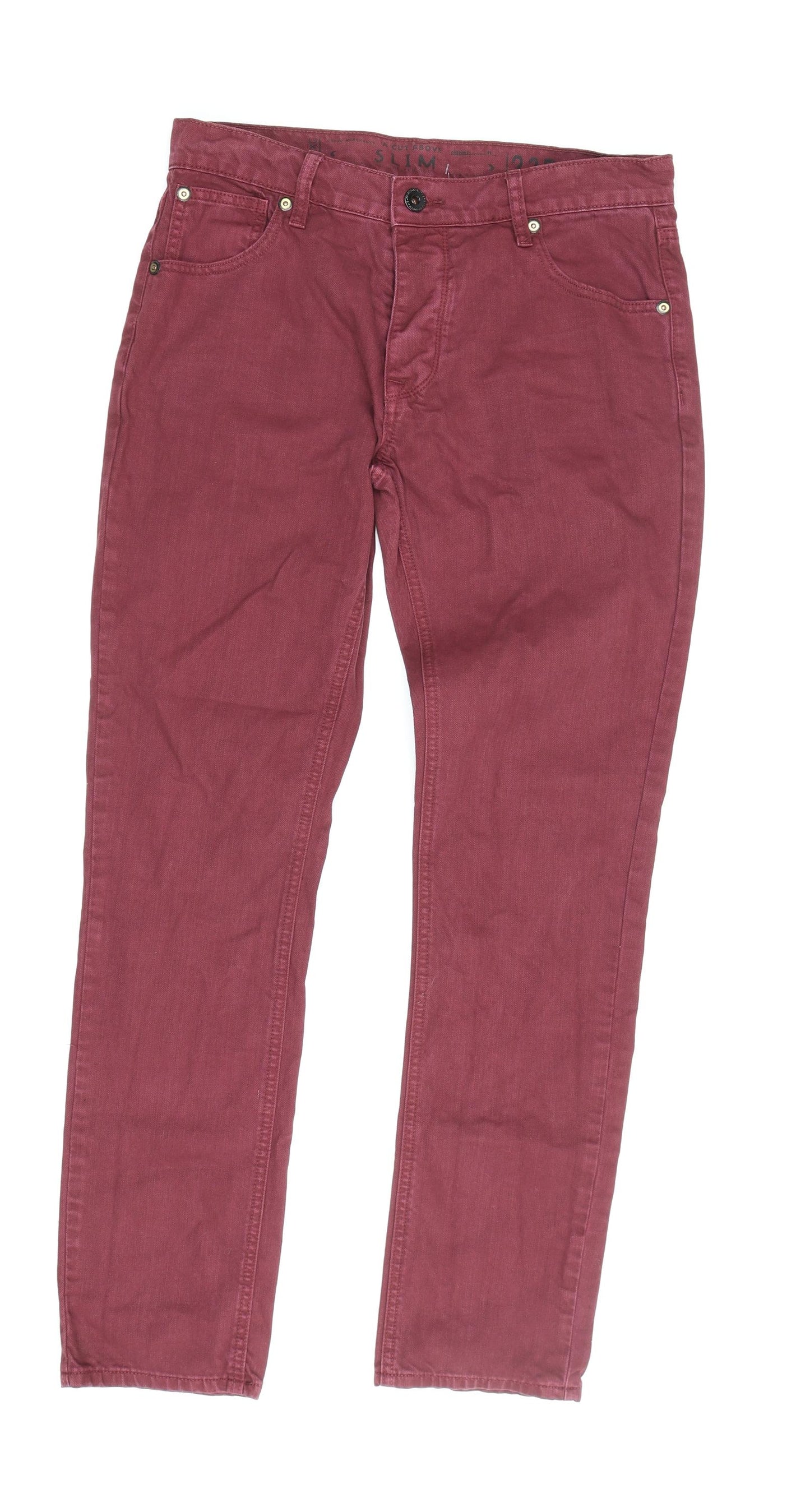 Next Men's Red Slim Chino Trousers, Size 32