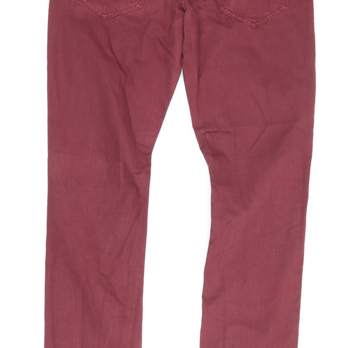 Next Men's Red Slim Chino Trousers, Size 32