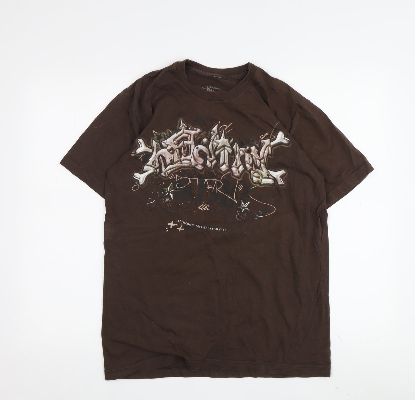 BloodStar Men's Brown Graffiti T-Shirt, M, Graphic Print