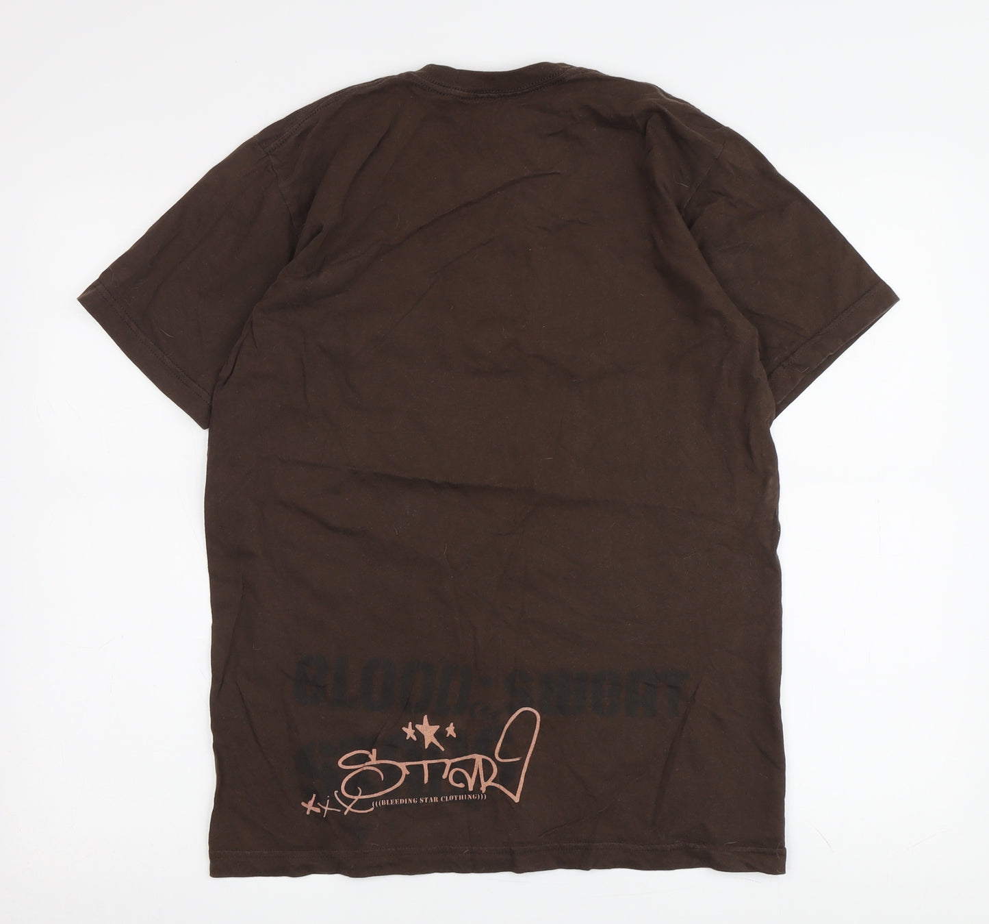 BloodStar Men's Brown Graffiti T-Shirt, M, Graphic Print