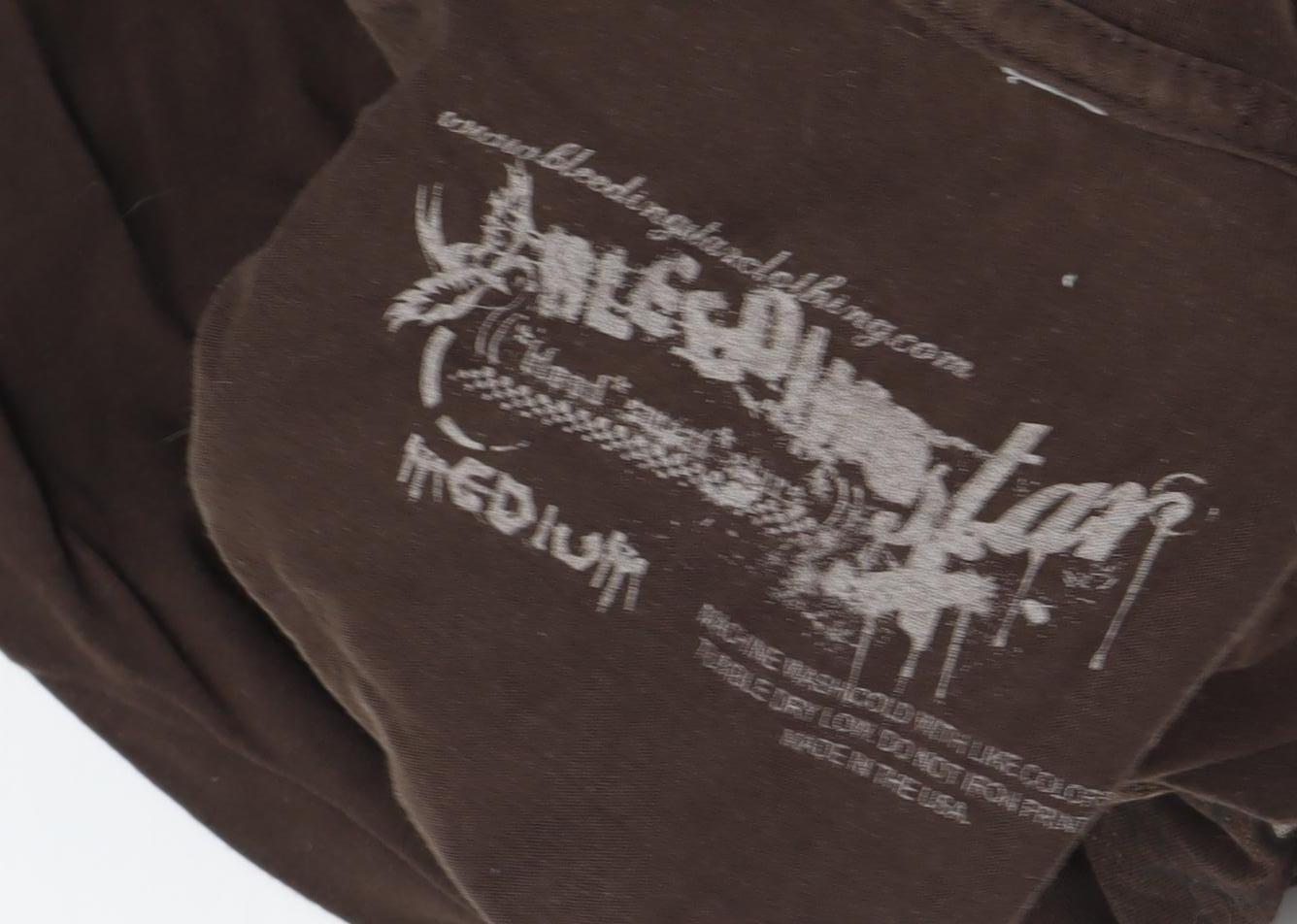 BloodStar Men's Brown Graffiti T-Shirt, M, Graphic Print