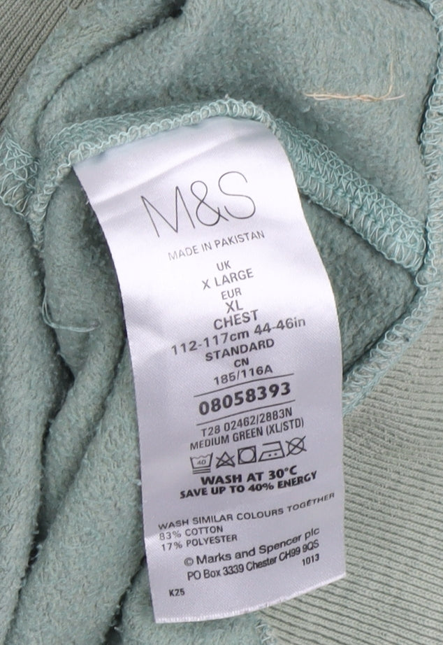 Marks and Spencer Men's Green XL Full Zip Hoodie