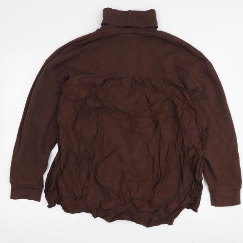 Zara Women's Brown High Neck Long Sleeve Blouse