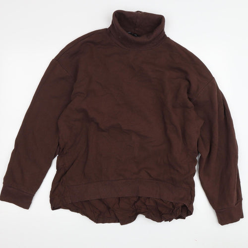 Zara Women's Brown High Neck Long Sleeve Blouse