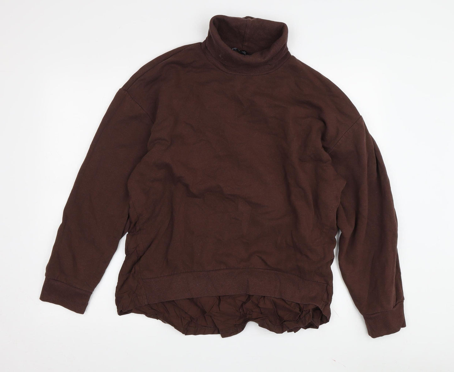 Zara Women's Brown High Neck Long Sleeve Blouse