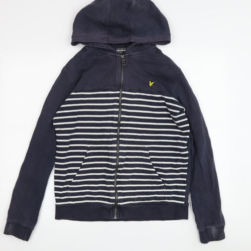 Lyle & Scott Boys Blue Striped Full Zip Hoodie 15-16Y